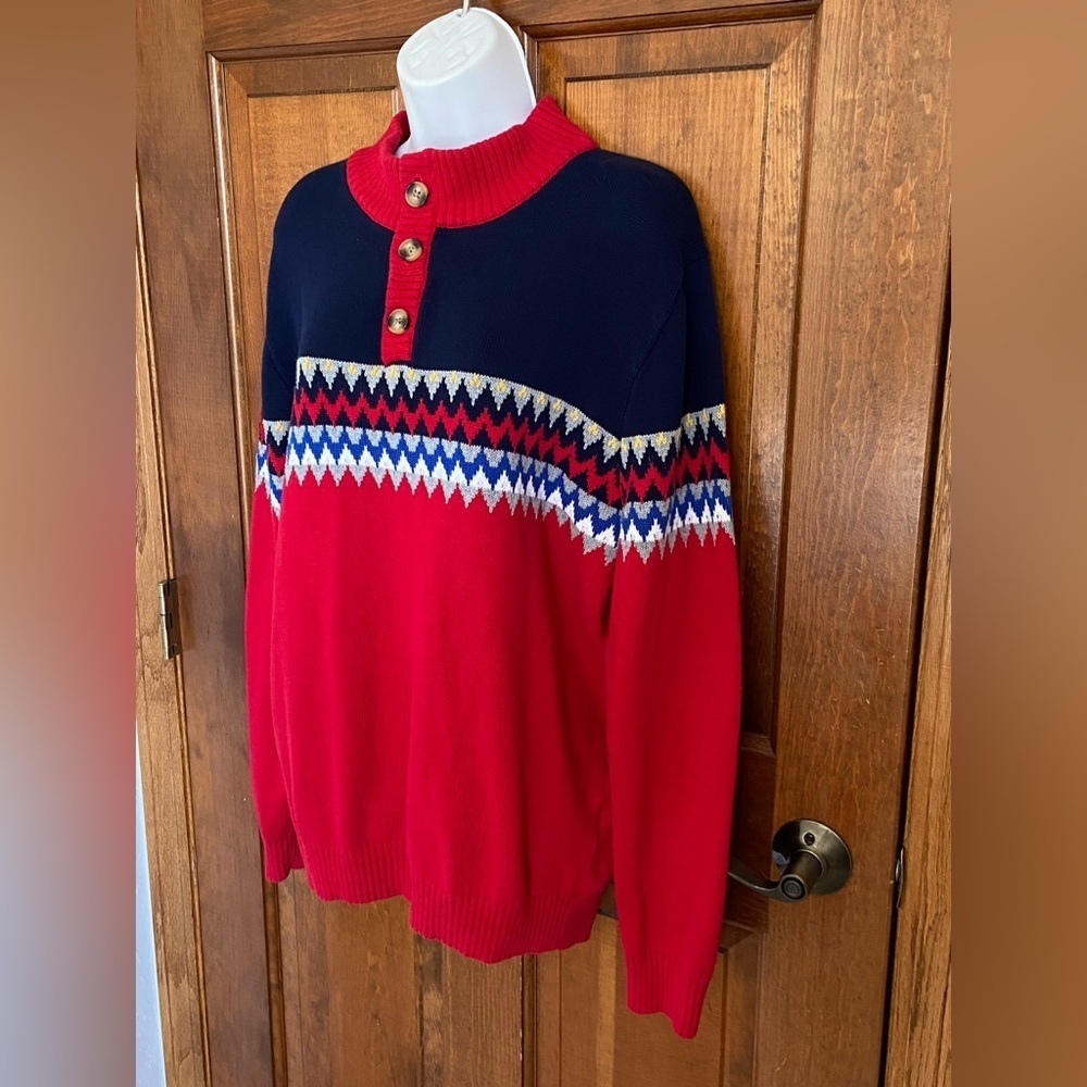 Club Room Mens Sophisticated Fair Isle Pullover Sweater tight knit Holiday XL - Picture 3 of 9
